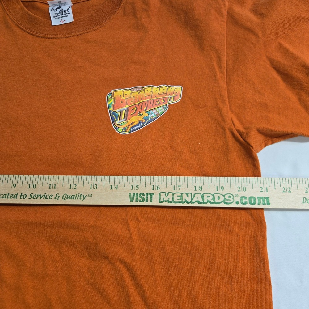 Anvil Mens Boomerang Express VBS 2009 Orange Graphic T-Shirt L Jesus 1 John 4:9 - Picture 4 of 5